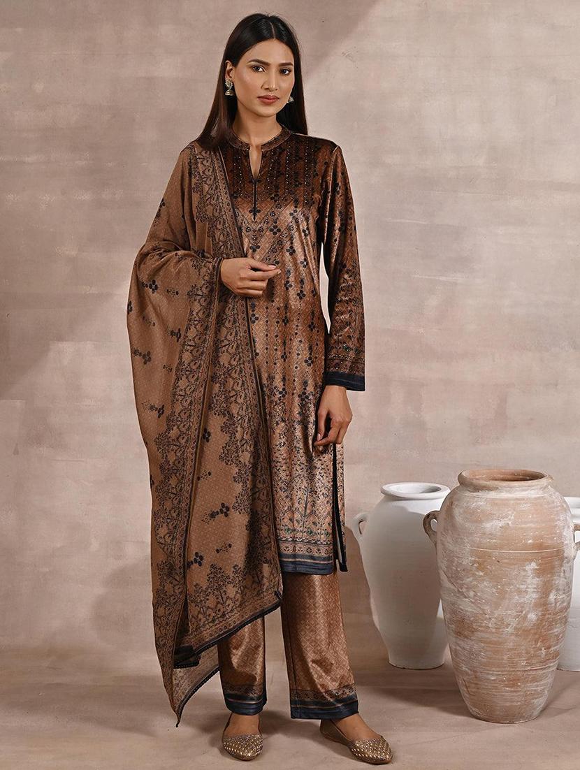 women printed kurta palazzo set with dupatta - 21451722 - Standard Image - 1