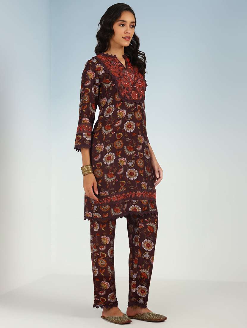 women brown kurta pant set - 21451762 - Standard Image - 1