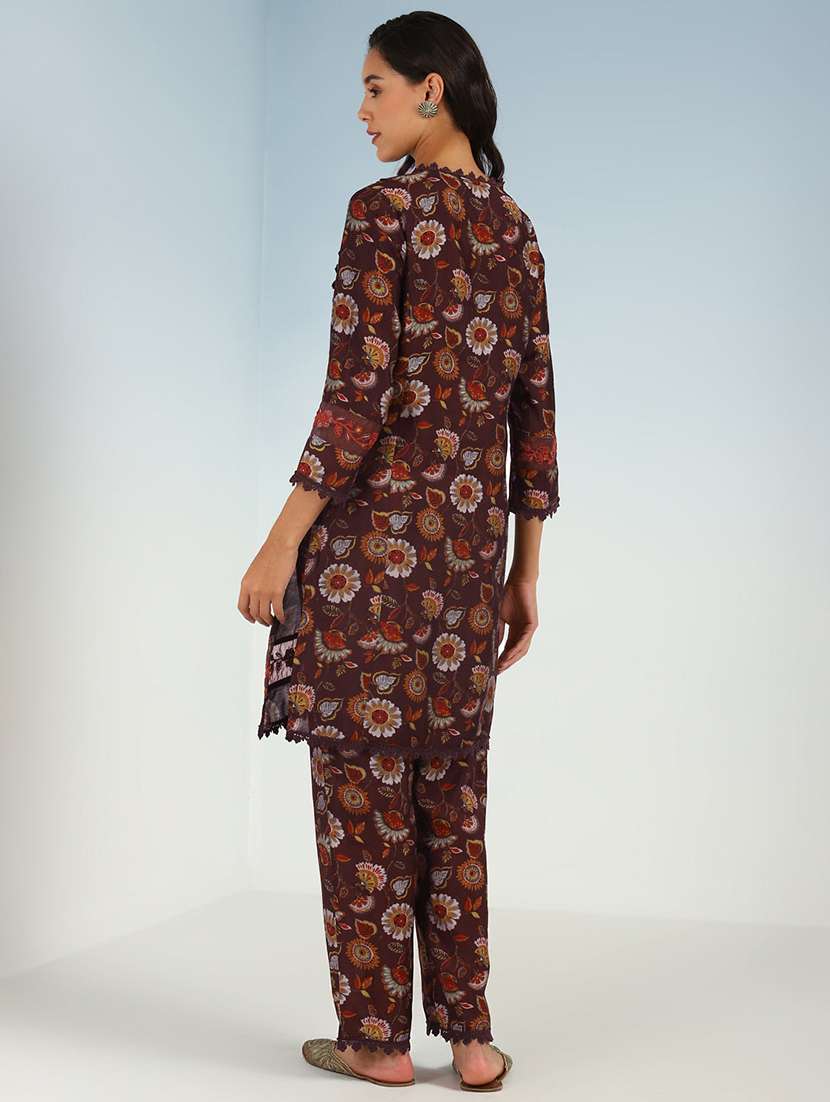 women brown kurta pant set - 21451762 - Standard Image - 4