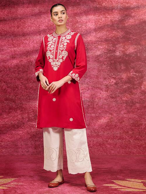 women embroidered straight kurta - 21452027 -  Standard Image - 0