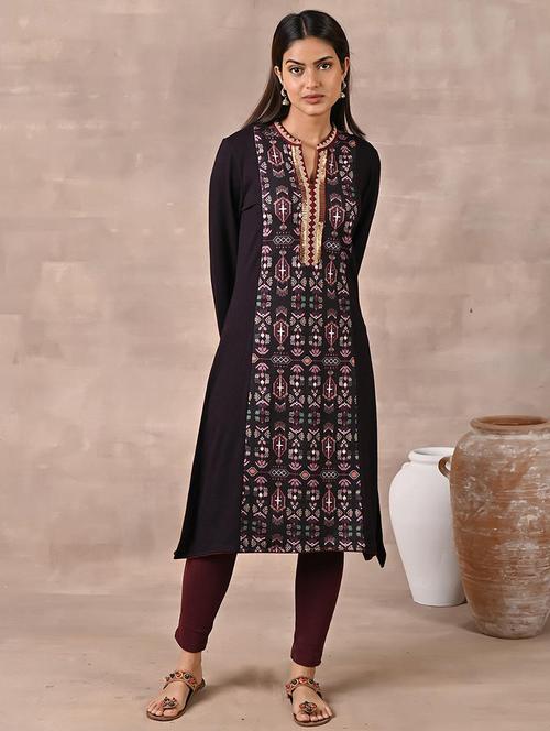 women purple cotton a-line kurta - 21452117 -  Standard Image - 0