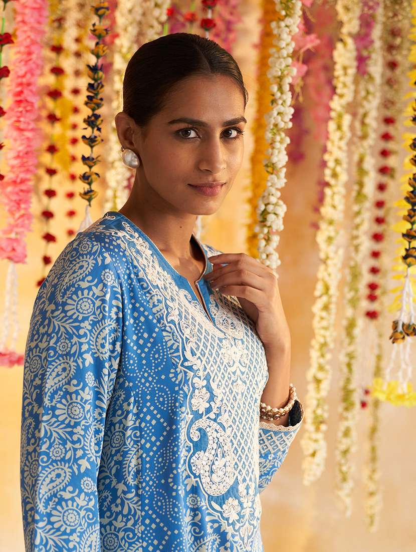 women long sleeve paisley printed a-line kurta - 21452161 - Standard Image - 4