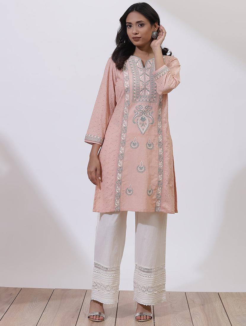 women three quarter sleeve straight kurta - 21452188 -  Zoom Image - 0
