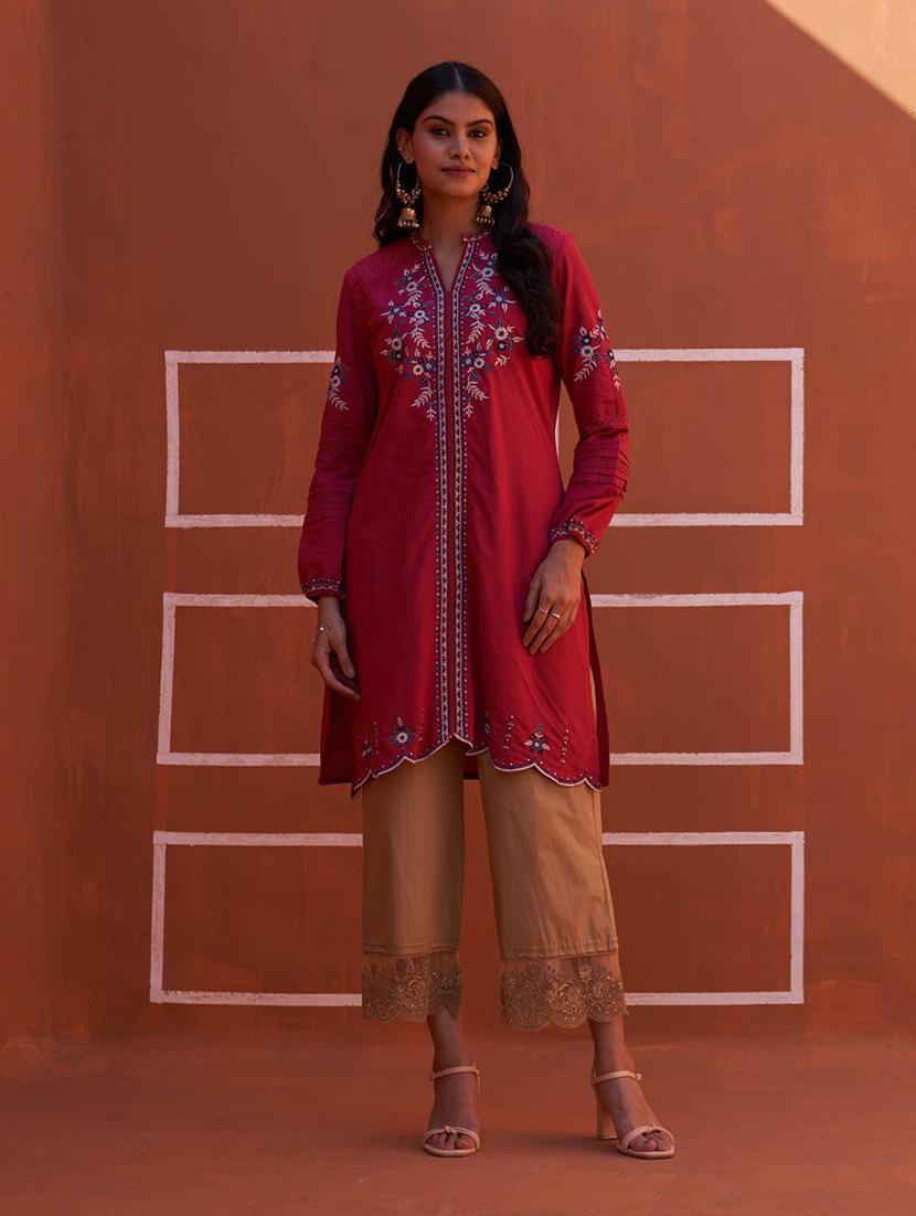 women long sleeve embroidered a-line kurta - 21452196 - Zoom Image - 0