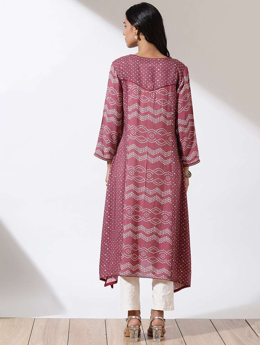 women three quarter sleeve a-line kurta - 21452239 - Standard Image - 4