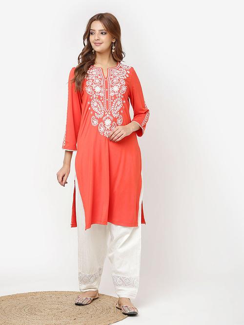 women three quarter sleeve straight kurta - 21452263 - Standard Image - 0