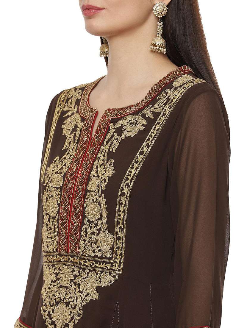 women three quarter sleeve a-line kurta - 21452299 -  Standard Image - 4
