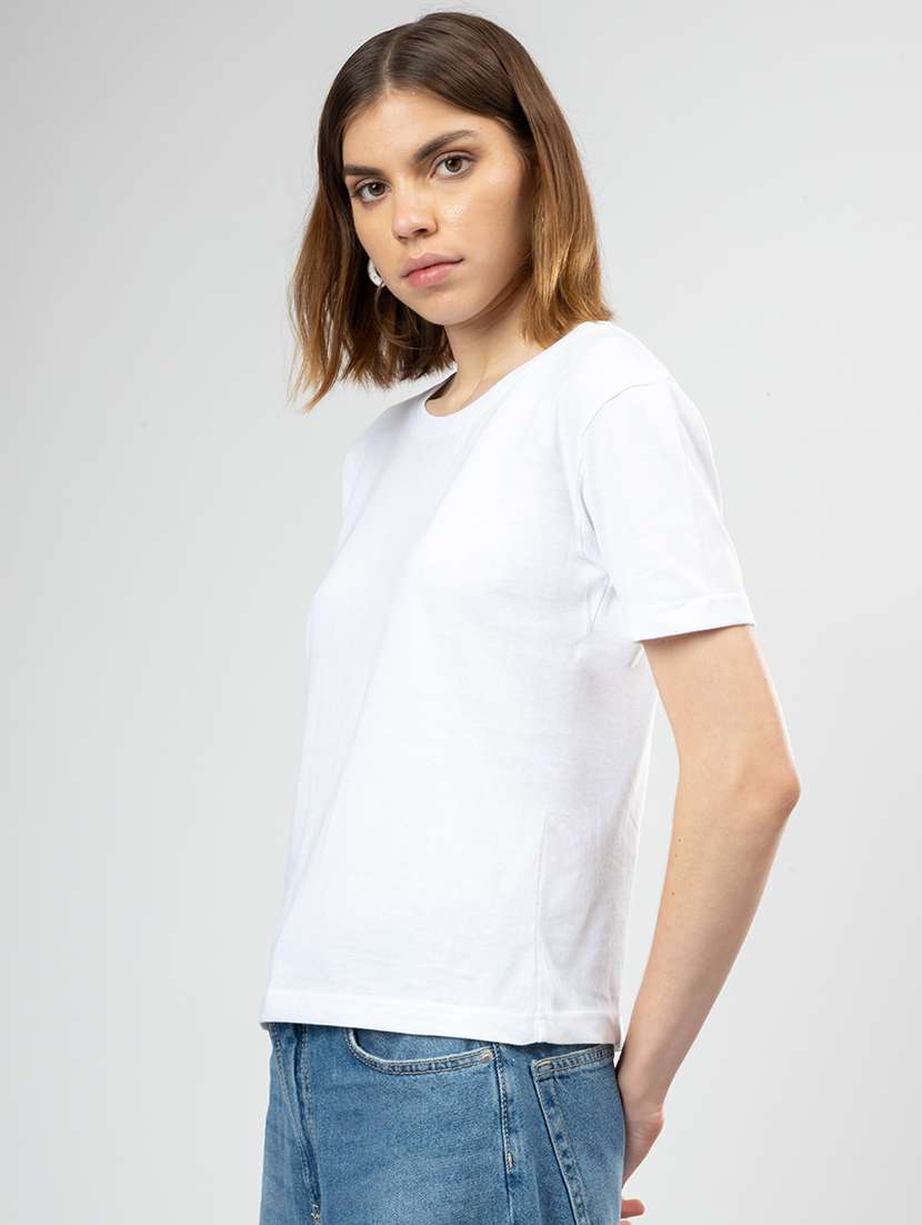 women solid round neck t-shirt - 21452556 -  Standard Image - 1