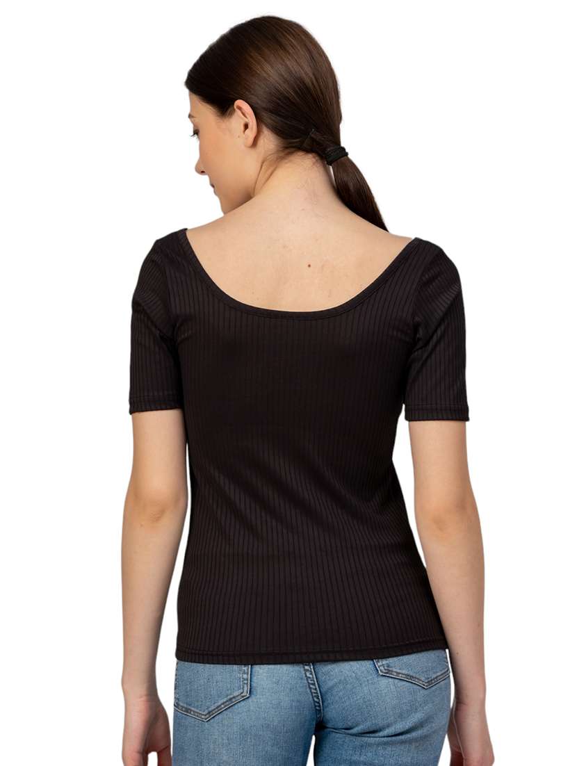 women solid scoop neck long sleeves top - 21452569 -  Standard Image - 4