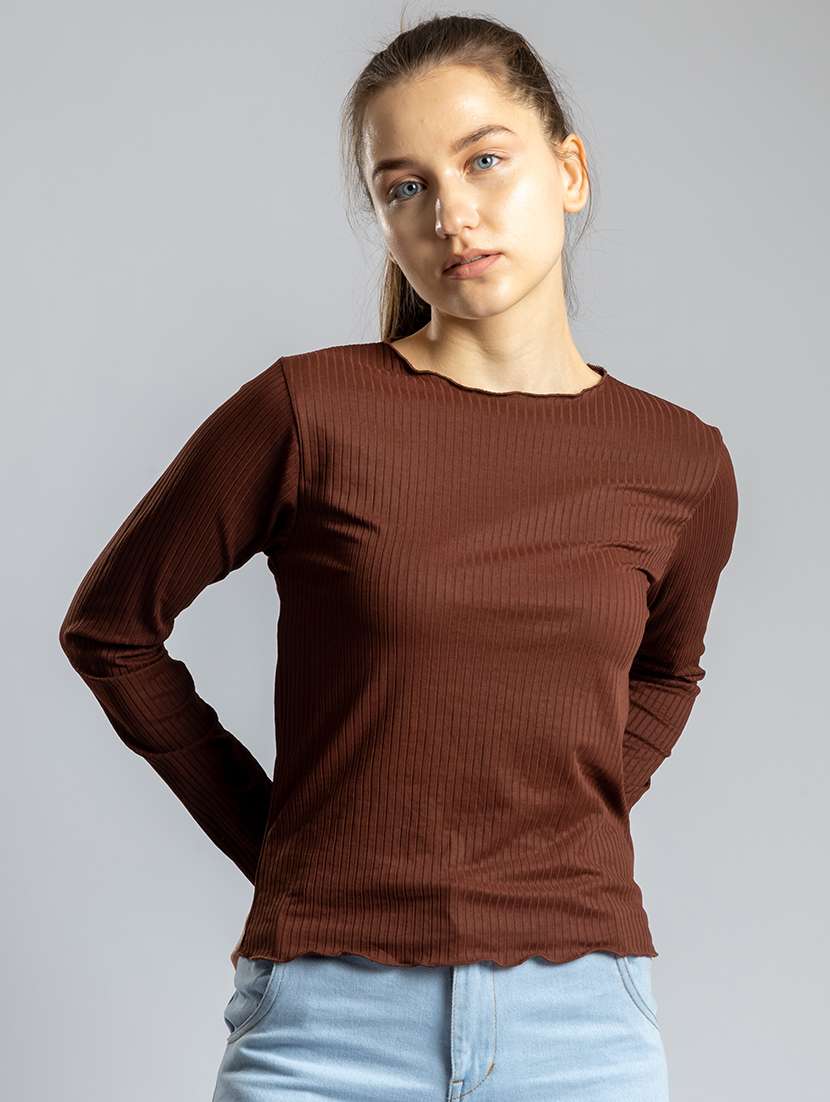 brown poly cotton regular top
