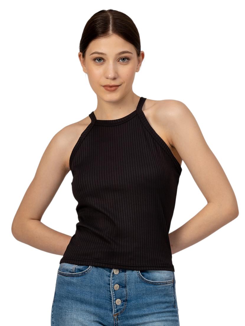 women solid halter neck tank top - 21452672 - Zoom Image - 0