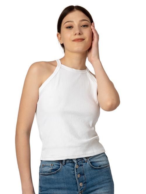women solid halter neck tank top - 21452676 -  Standard Image - 0