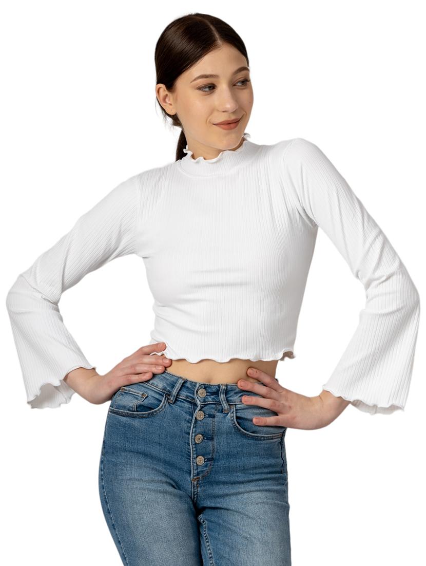 women solid high neck long sleeves top - 21452699 - Zoom Image - 0