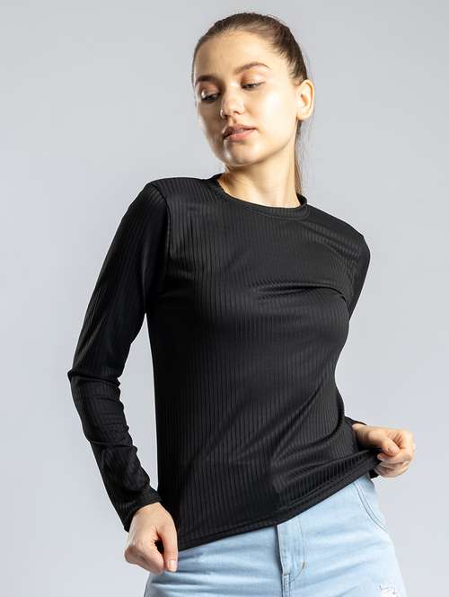 women solid high neck bell sleeves crop top - 21452700 -  Standard Image - 0