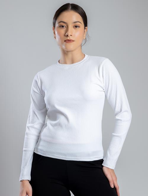 women solid round neck long sleeves top - 21452705 - Standard Image - 0