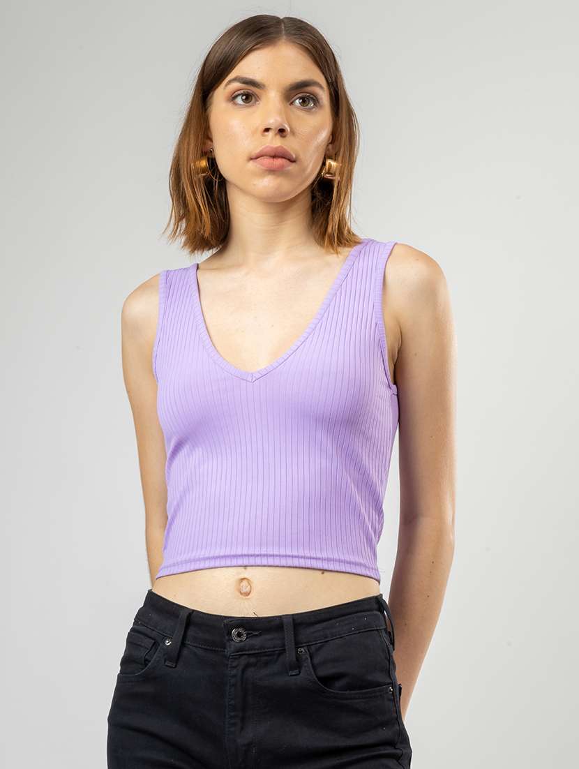 women solid cotton tank top