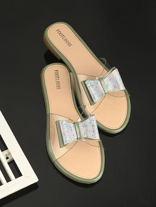 women green slip on sandal - 21452762 - Standard Image - 0