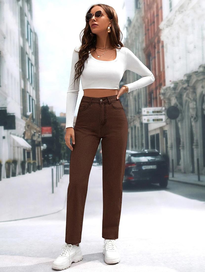 women brown denim jean - 21452787 - Standard Image - 4