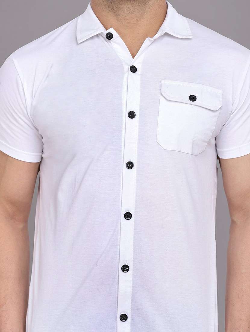 men solid short sleeved casual shirt - 21454174 -  Standard Image - 4