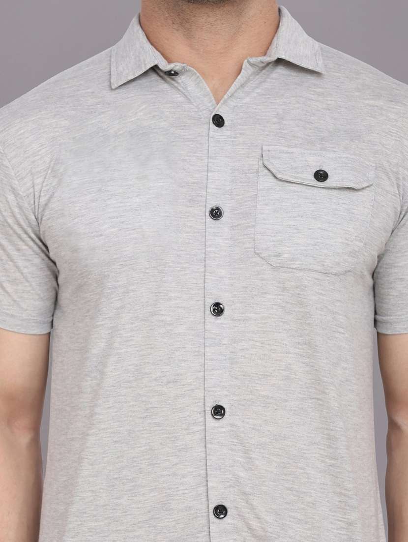men solid short sleeved casual shirt - 21454176 - Standard Image - 4