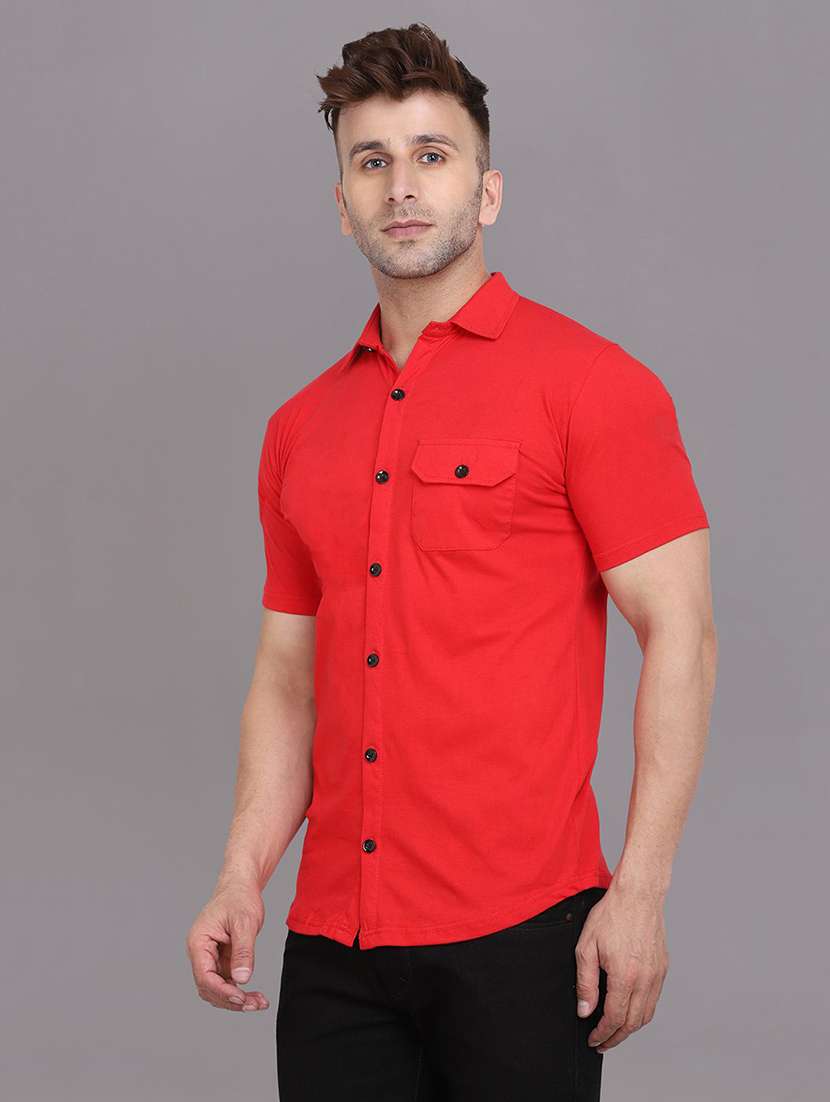 men solid short sleeved casual shirt - 21454177 -  Standard Image - 1