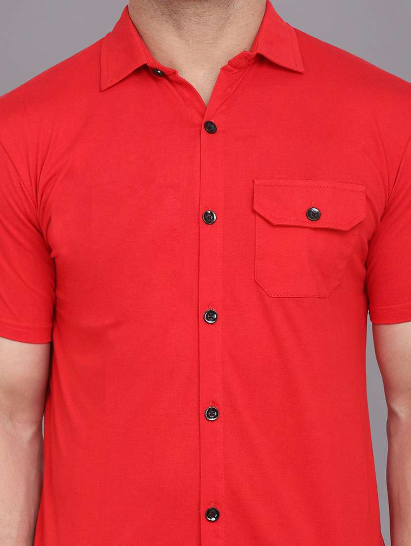 men solid short sleeved casual shirt - 21454177 -  Standard Image - 4
