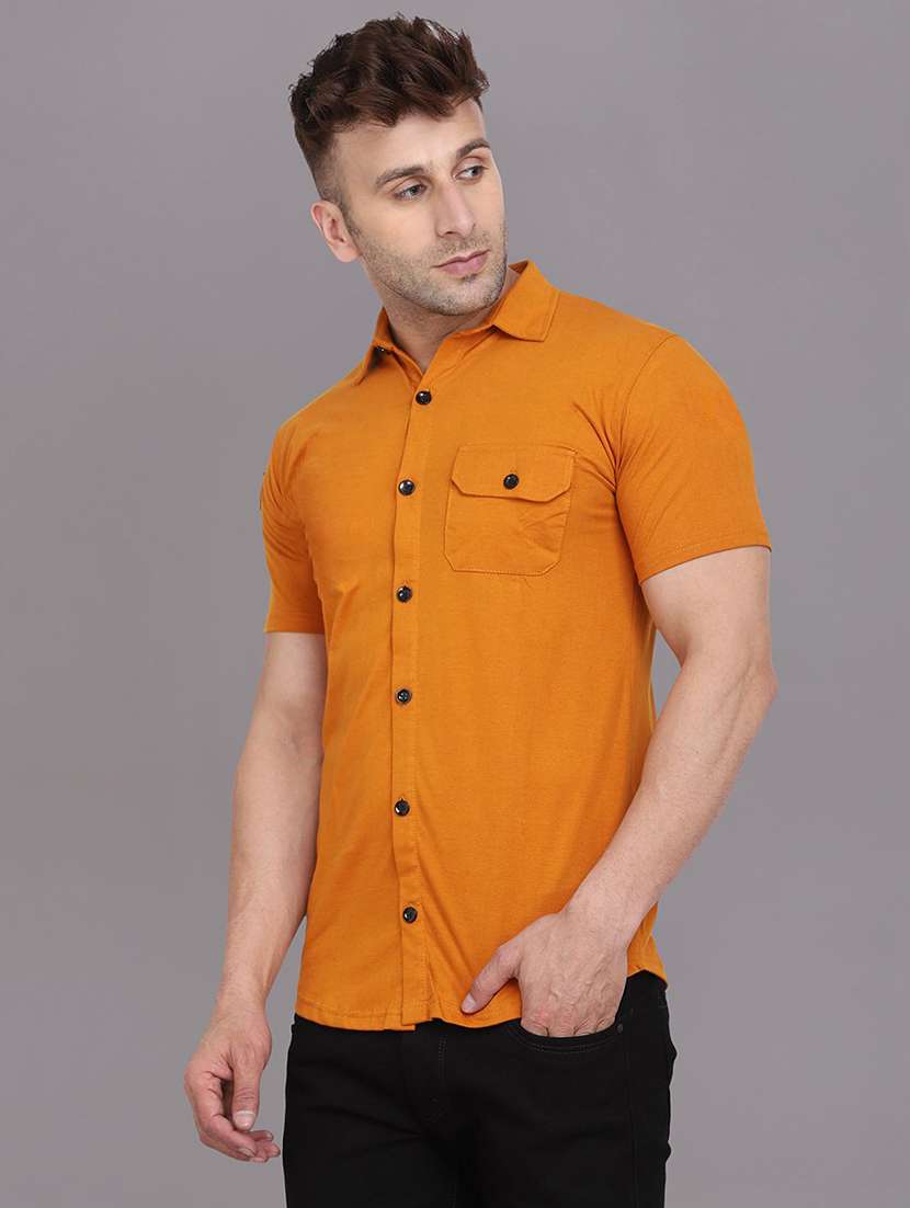men solid short sleeved casual shirt - 21454178 - Standard Image - 1