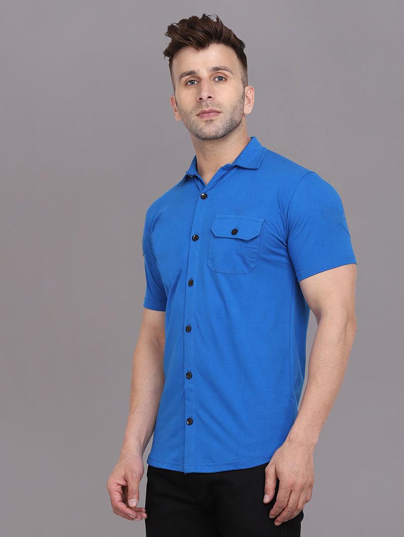 men solid short sleeved casual shirt - 21454181 - Standard Image - 1