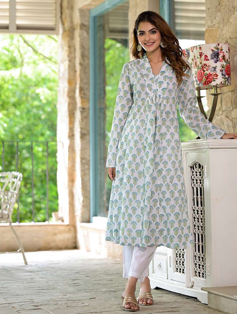 women white long sleeve kurta pant with dupatta set - 21454591 -  Standard Image - 1