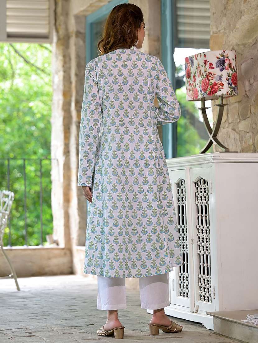 women white long sleeve kurta pant with dupatta set - 21454591 -  Standard Image - 4