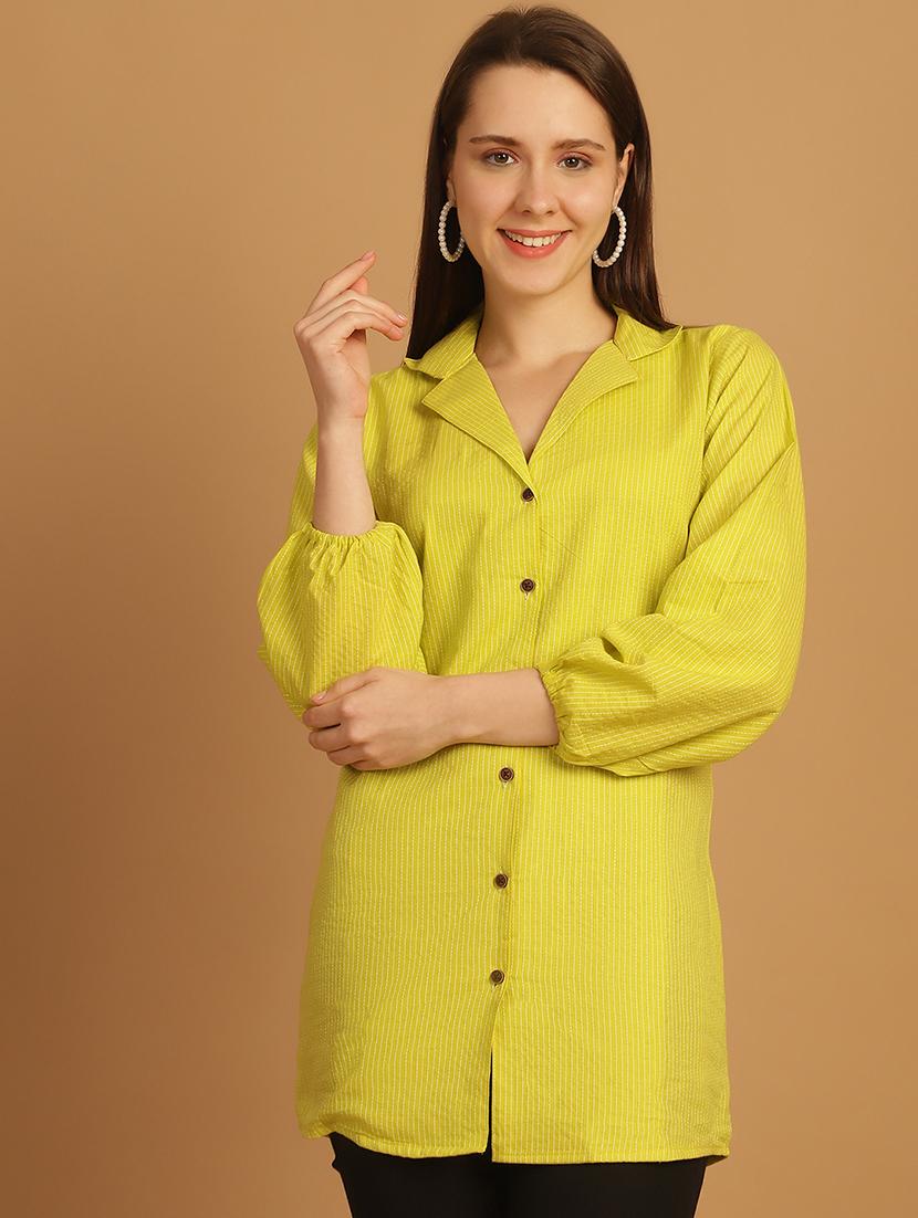 women lime green cotton regular shirt - 21454619 - Zoom Image - 0