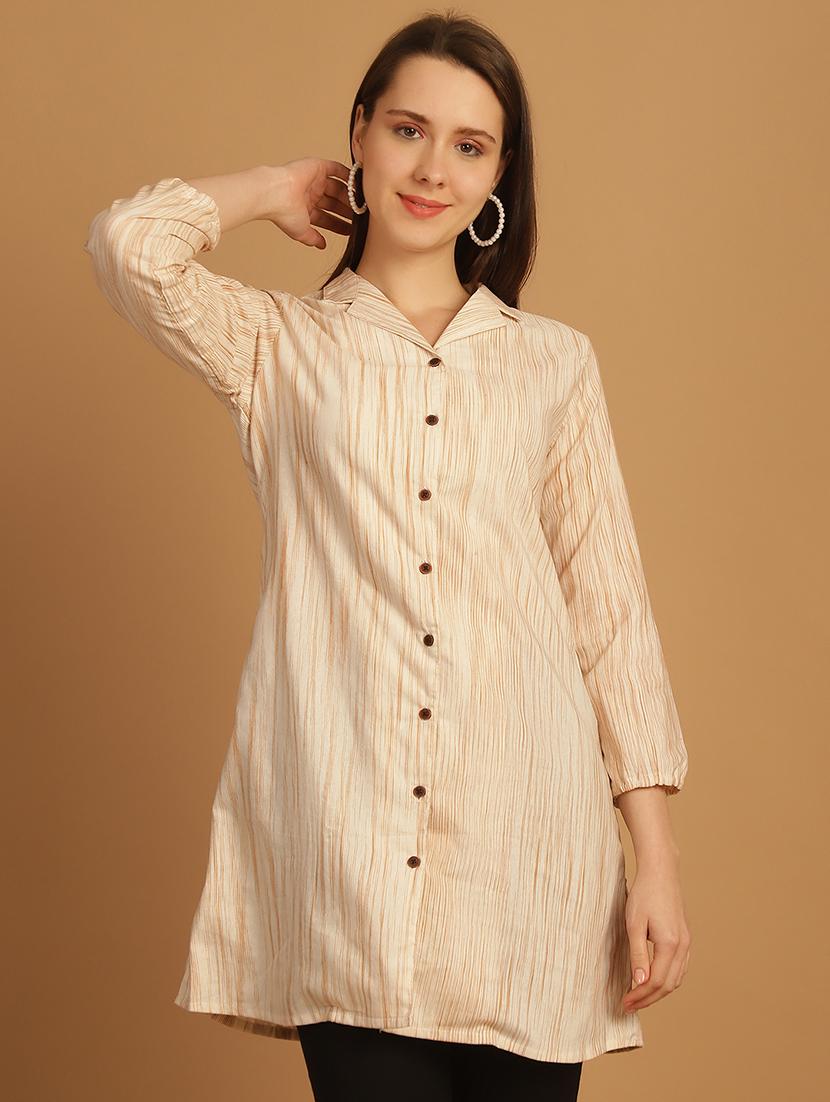 women cream cotton regular shirt - 21454627 -  Zoom Image - 0
