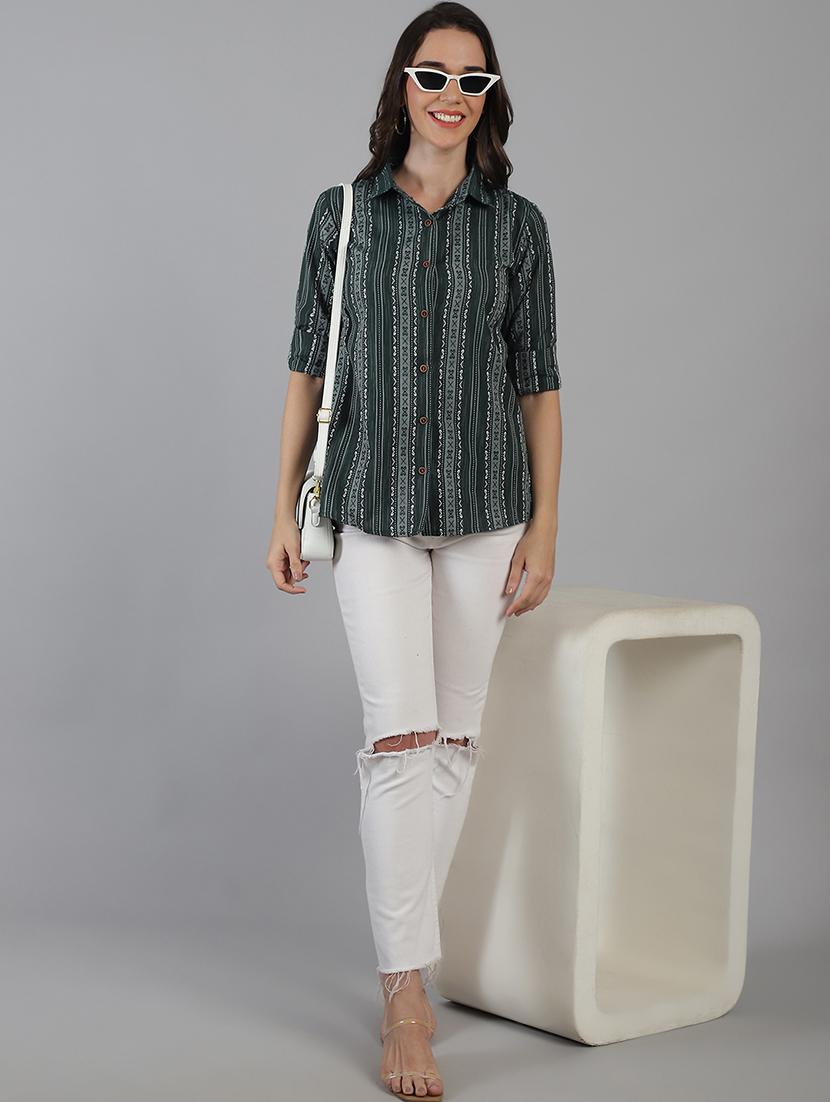women green cotton regular shirt - 21454644 - Standard Image - 4