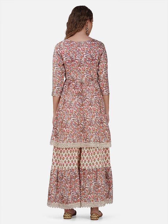multicolored self-designed kurta sharara set - 21454685 - Standard Image - 4
