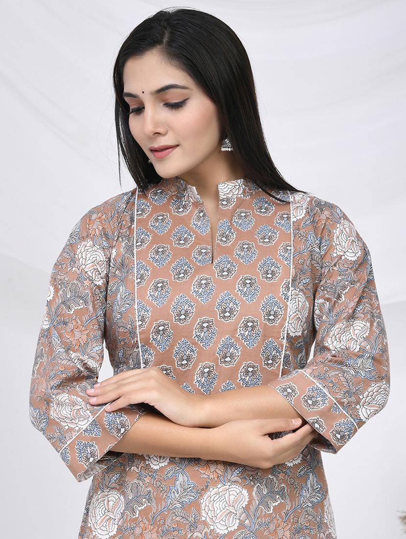 women three quarter sleeve straight kurta - 21454854 - Standard Image - 4