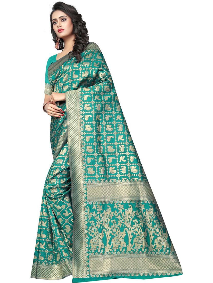 women self design banarasi saree with blouse - 21455531 -  Standard Image - 1
