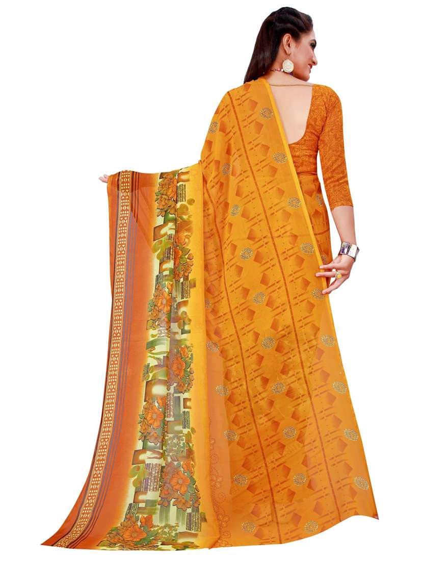 women yellow printed saree with blouse - 21456042 -  Standard Image - 1