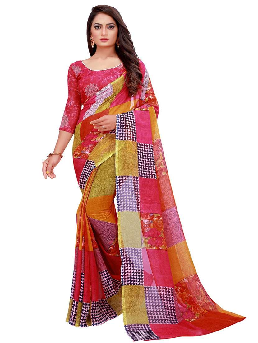 women pack of 2 casual wear combo sarees with blouse - 21456129 -  Standard Image - 1