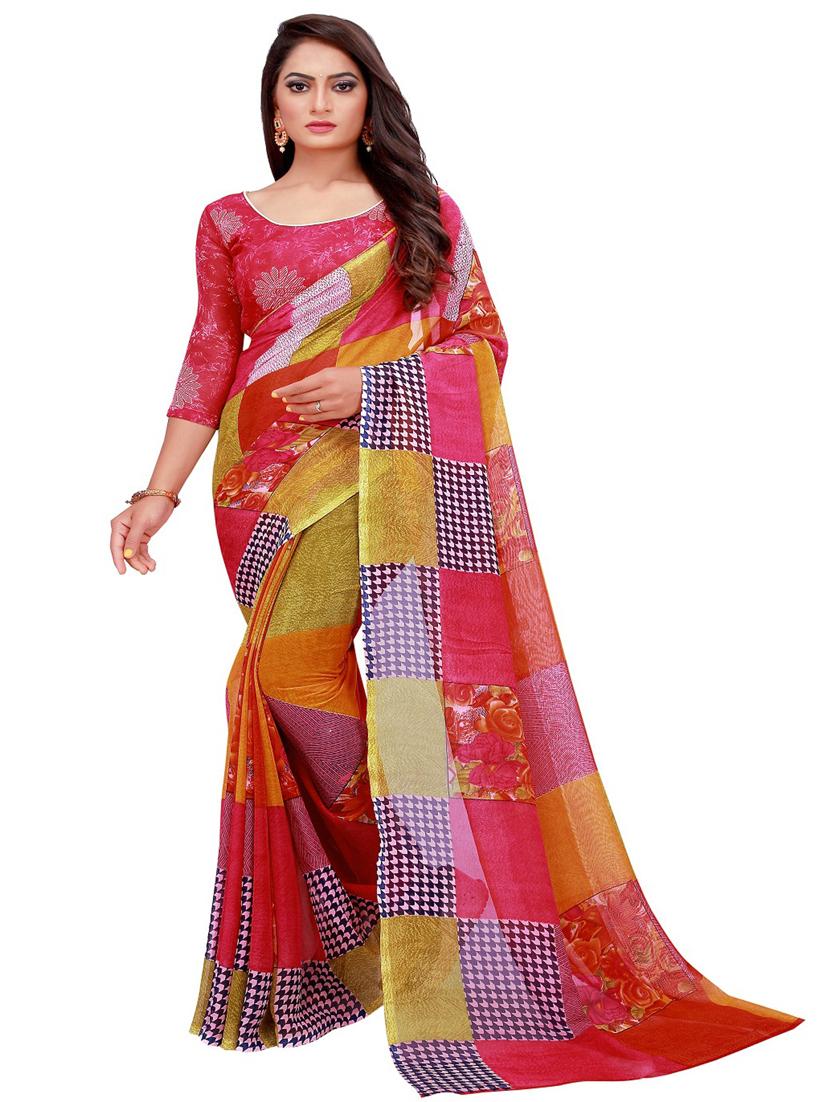 grey georgette combo saree with blouse - 21456138 -  Standard Image - 1