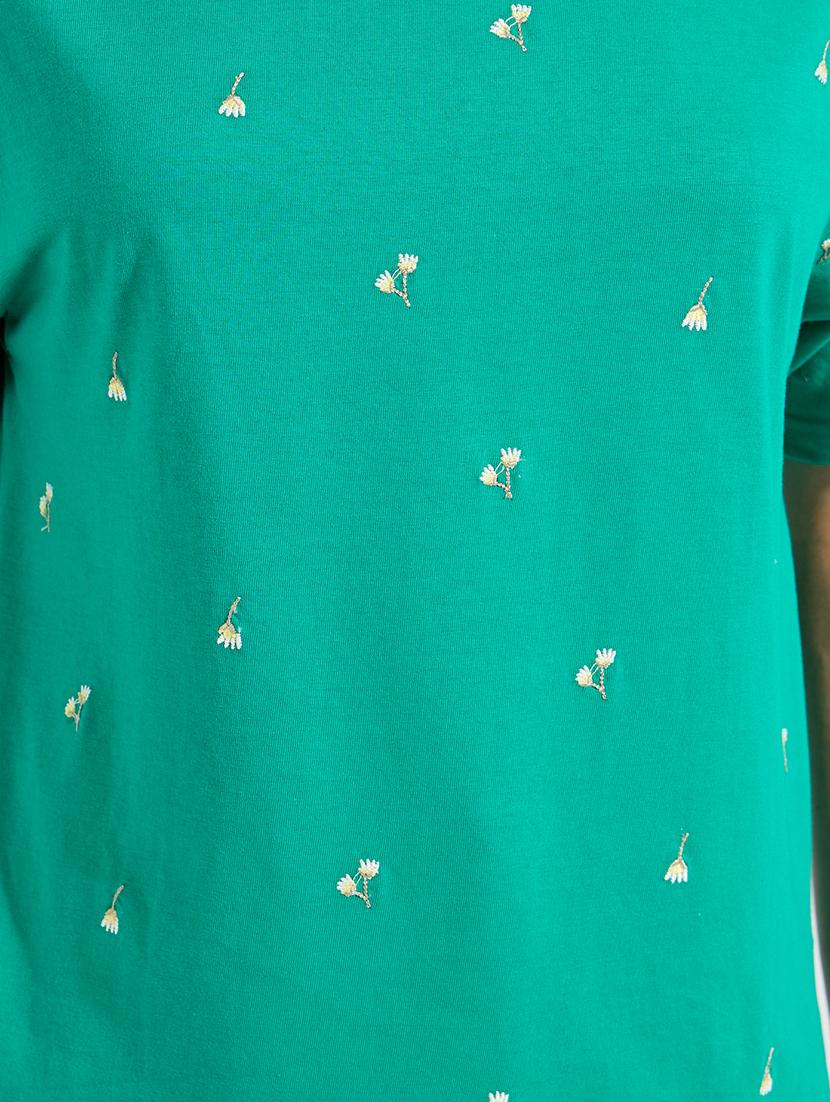 women sea green cotton regular t-shirt - 21456182 - Standard Image - 4