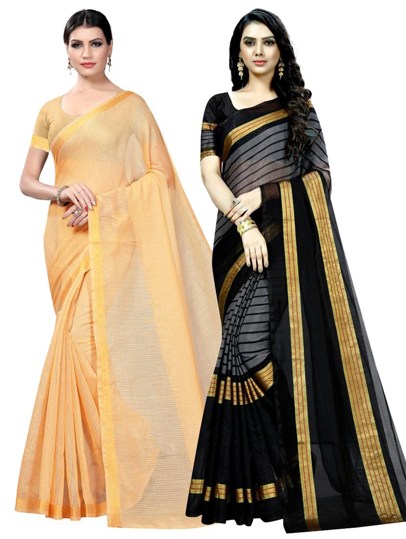 women pack of 2 casual wear combo sarees with blouse