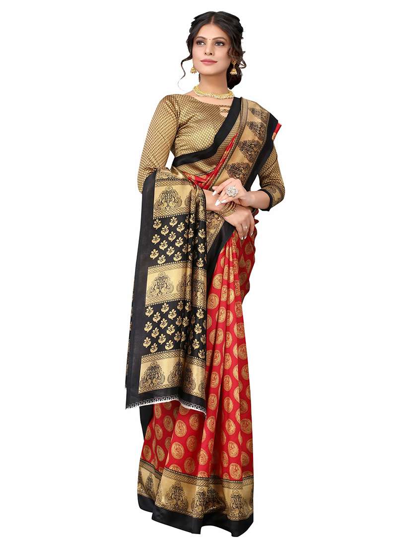 women red printed bordered saree with blouse - 21456423 -  Standard Image - 1