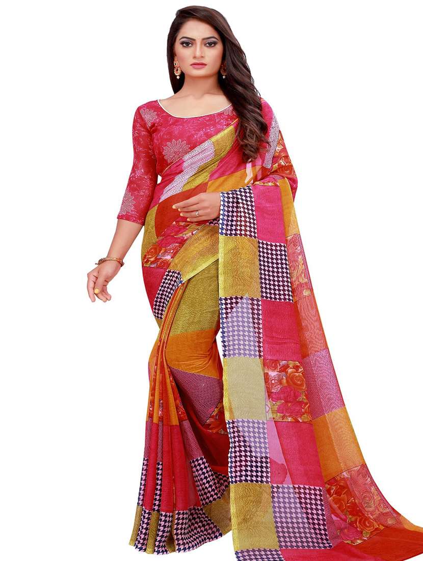 women pack of 2 casual wear combo sarees with blouse - 21456496 -  Standard Image - 1