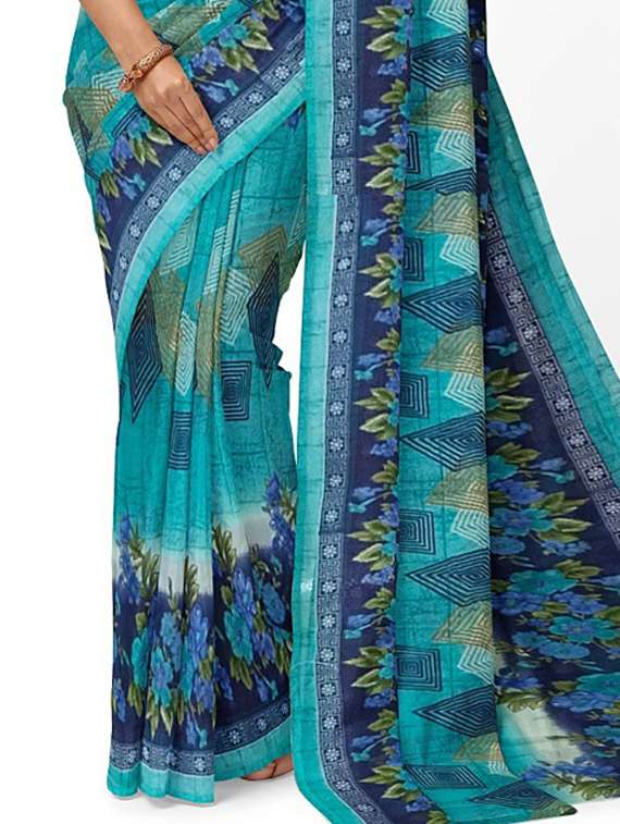 women light blue printed georgette saree with blouse - 21456688 -  Standard Image - 1