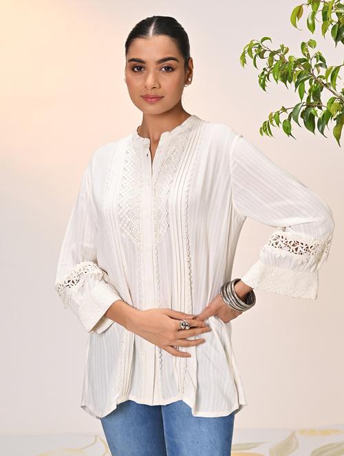 women three quarter sleeve self-designed regular shirt - 21456829 - Standard Image - 0