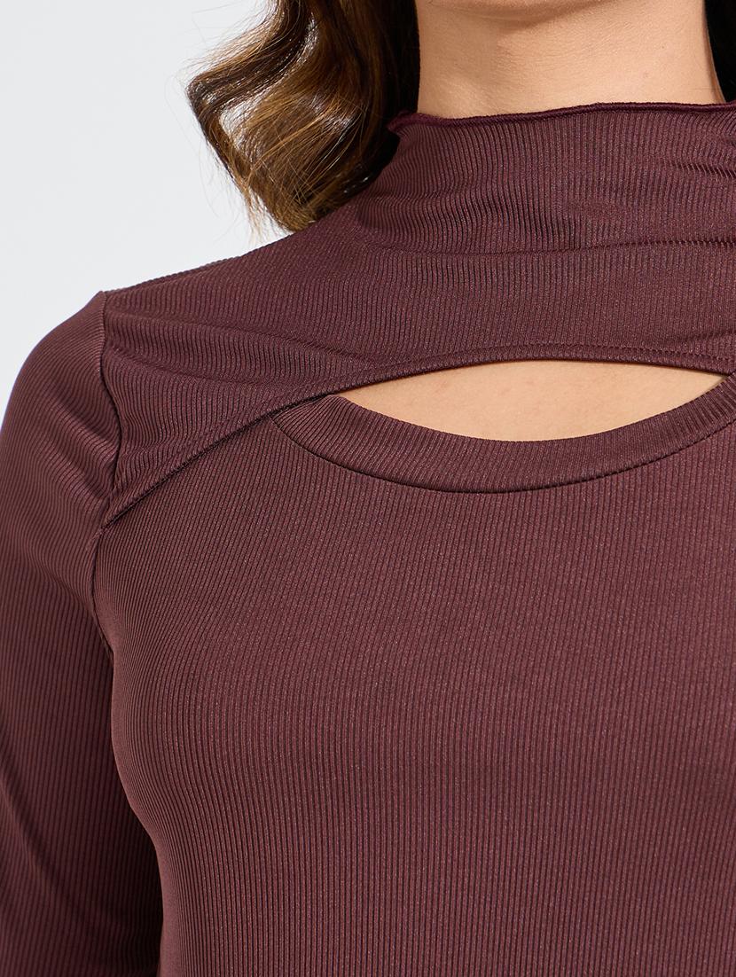 women brown polyester regular top - 21456996 - Standard Image - 4