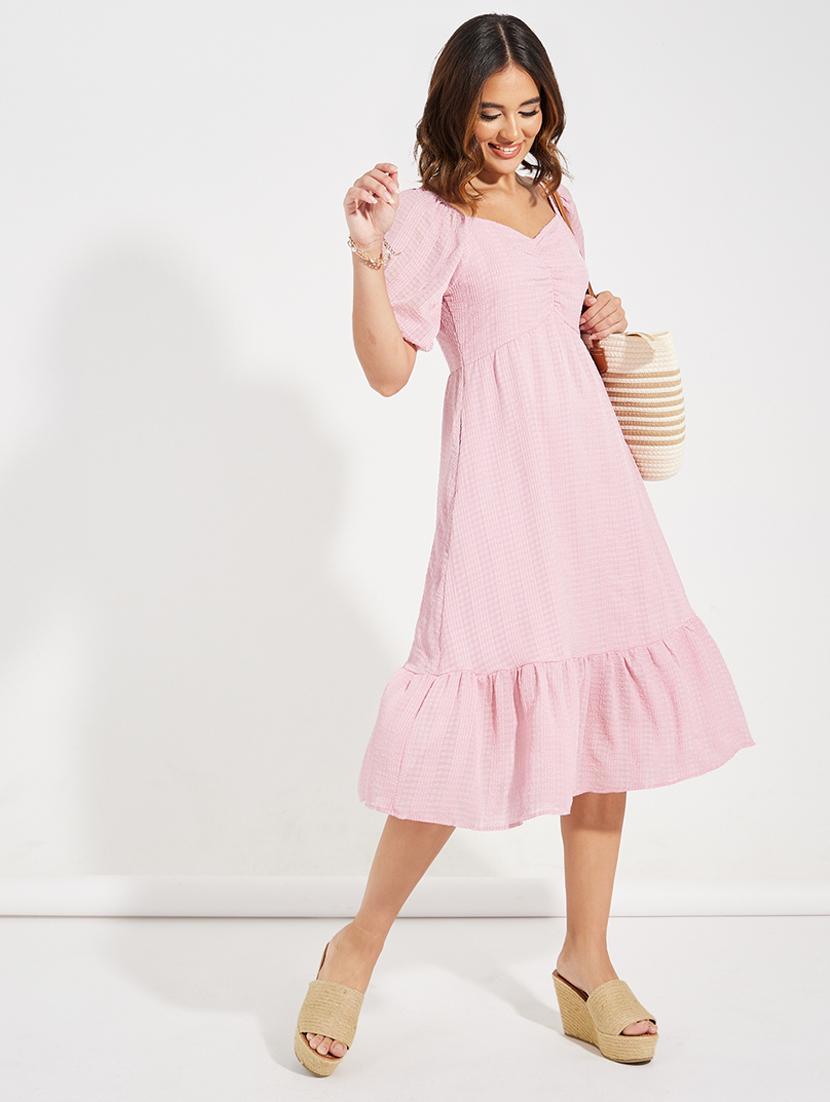 women pink polyester a-line dress - 21457023 - Zoom Image - 0