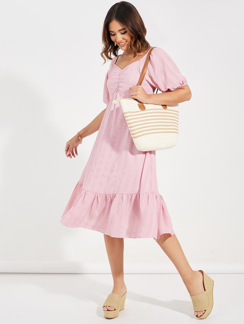 women pink polyester a-line dress - 21457023 - Standard Image - 4