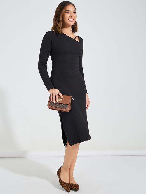women black polyester bodycon dress - 21457025 -  Standard Image - 0