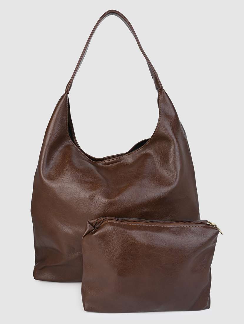brown pu combo handbag - 21457056 -  Standard Image - 1